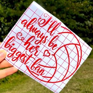 Red volleyball mom car decal